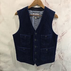 Annual Ring Vest Womens Medium Mens Small Blue Corduroy 20s 30s 40s 5 Button
